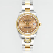 Rolex Datejust 31mm Two-Tone Yellow Gold Fluted Bezel Champagne Dial