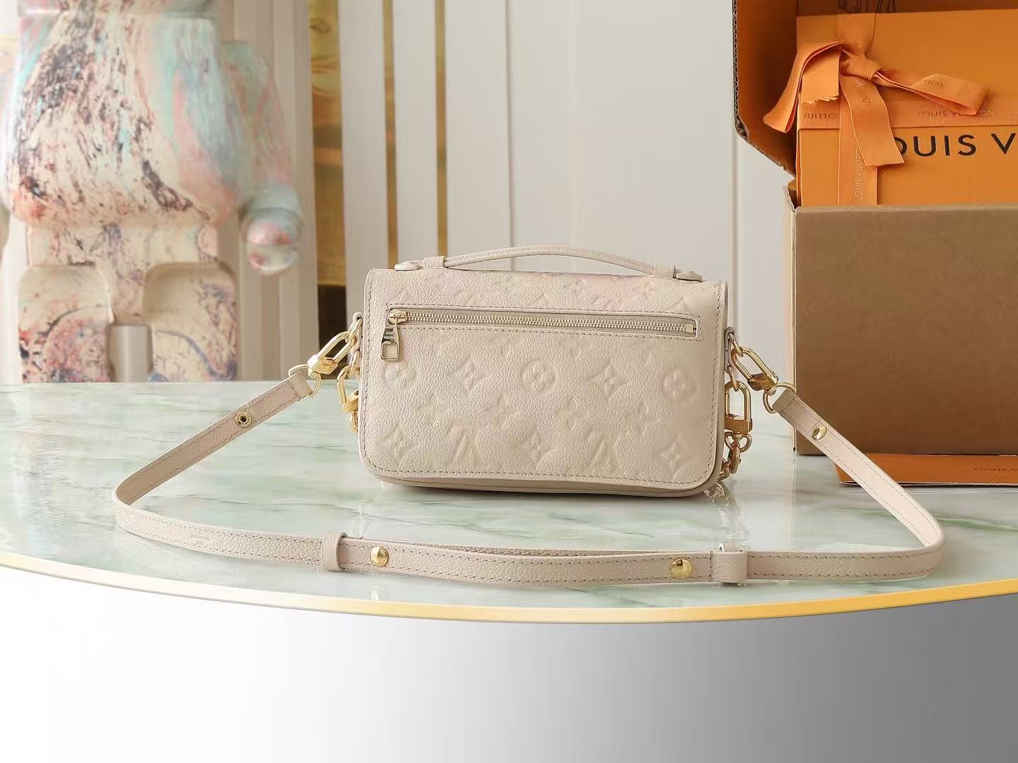 Louis Vuitton 2025 Pochette Métis East West Bag Beige Monogram Empreinte Leather
