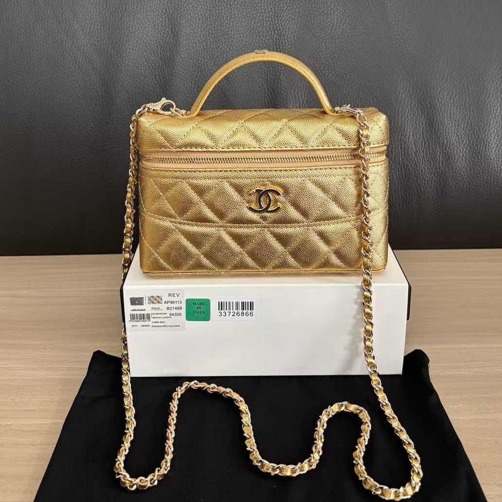 Chanel 2026 Vanity With Chain Gold Metallic Shiny Lambskin