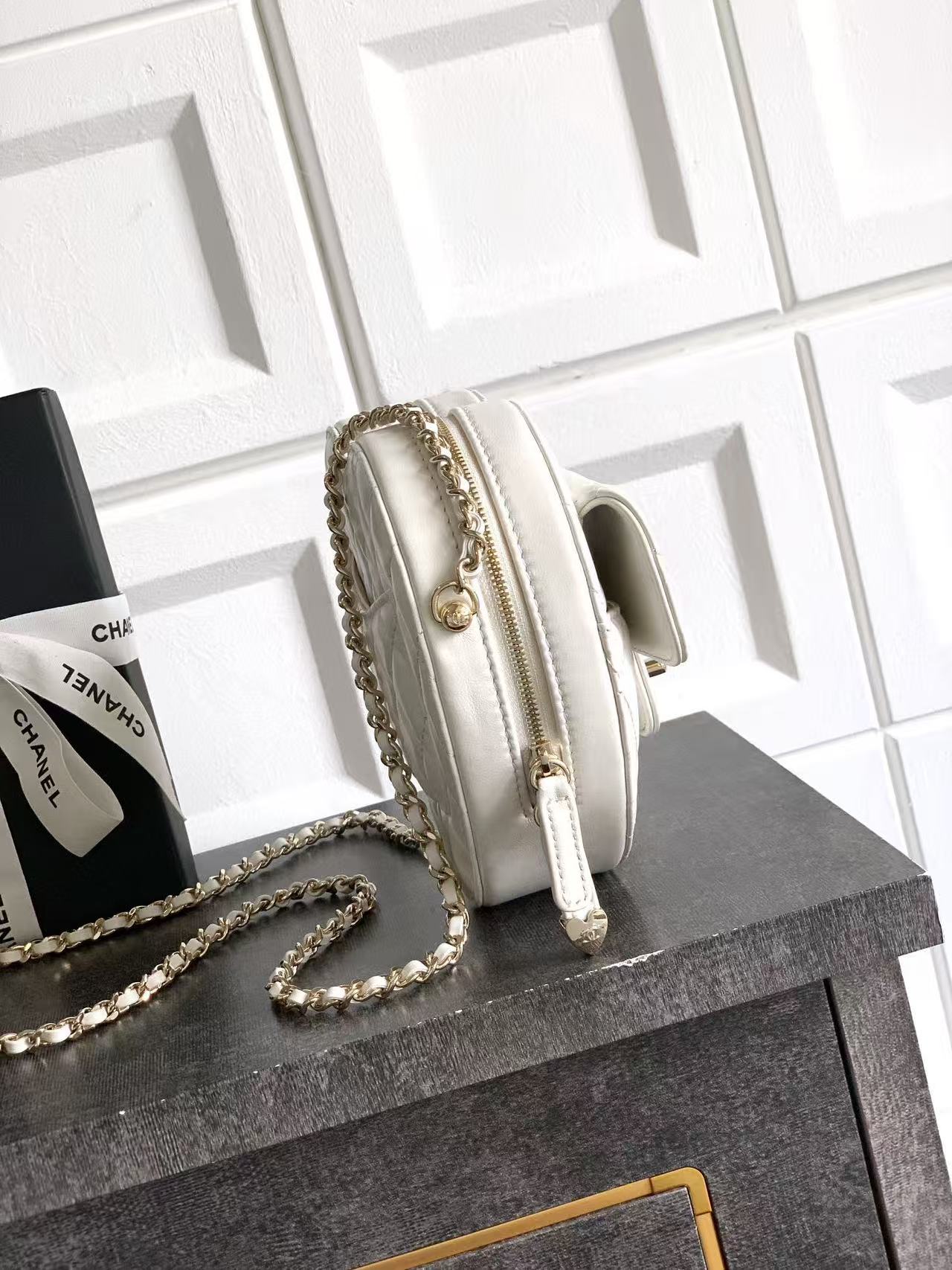 Chanel 2026 Quilted CC In Love Heart Bag White Lambskin