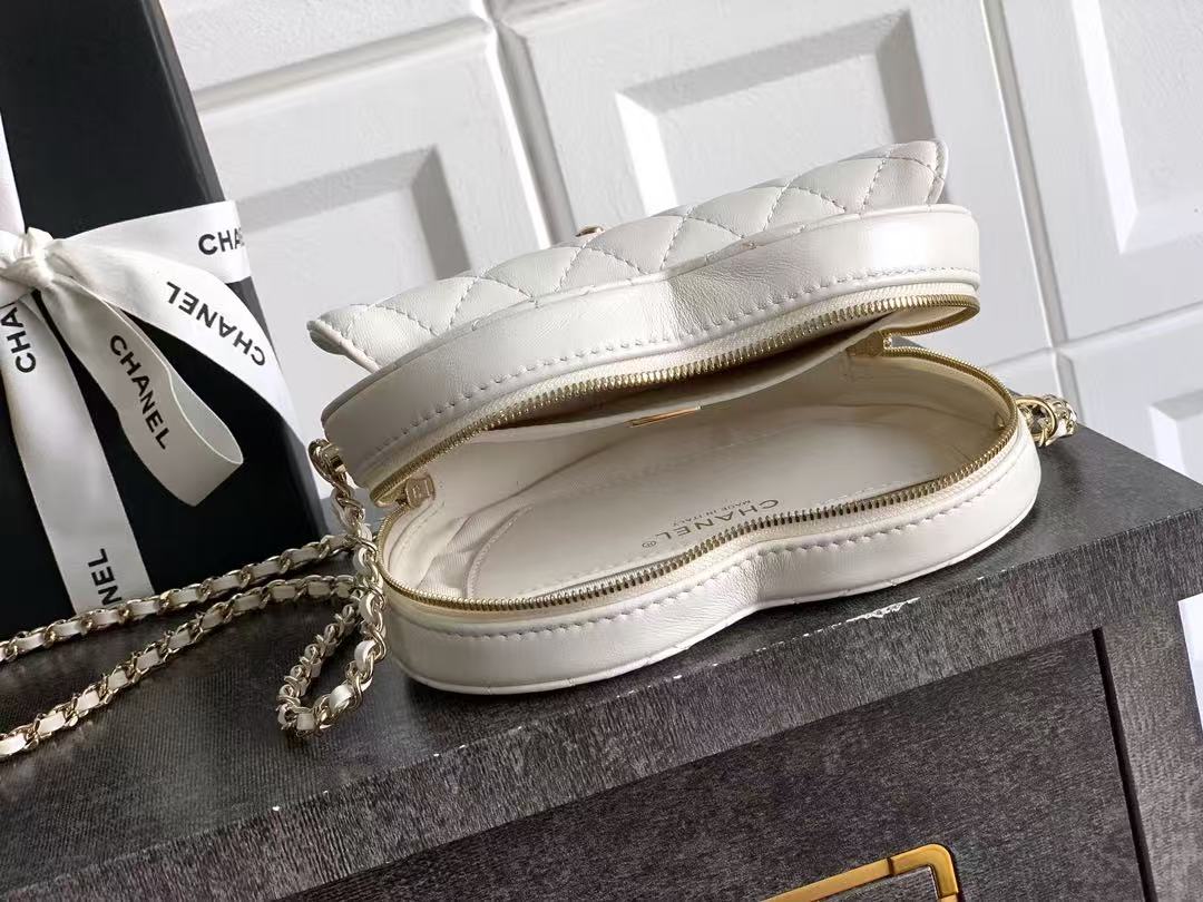 Chanel 2026 Quilted CC In Love Heart Bag White Lambskin