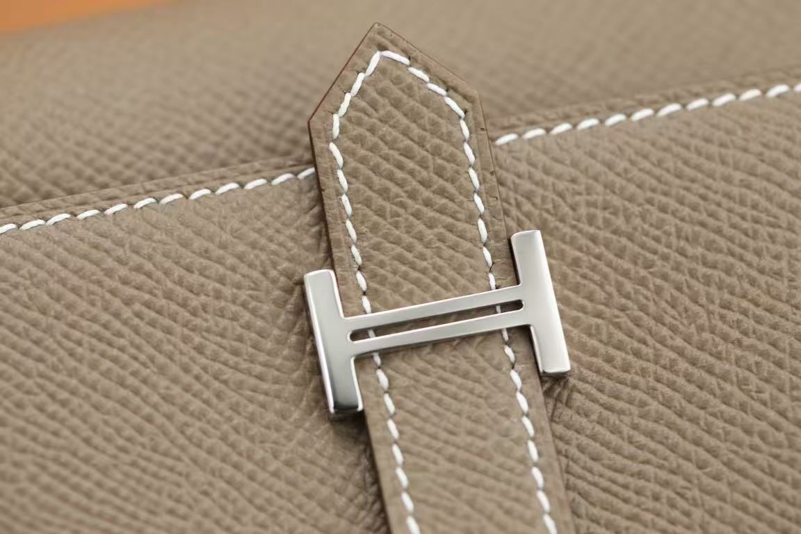 Hermes 2026 Bearn Compact Wallet Etoupe Epsom Leather