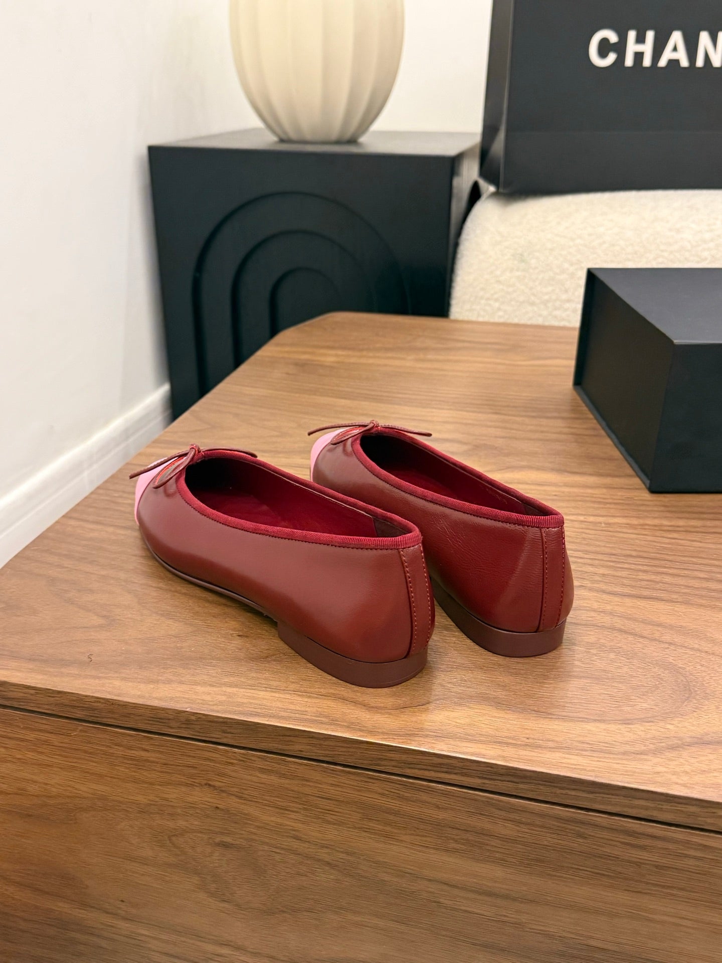 Chanel 2026 Ballet Flat Burgundy Pink Lambskin