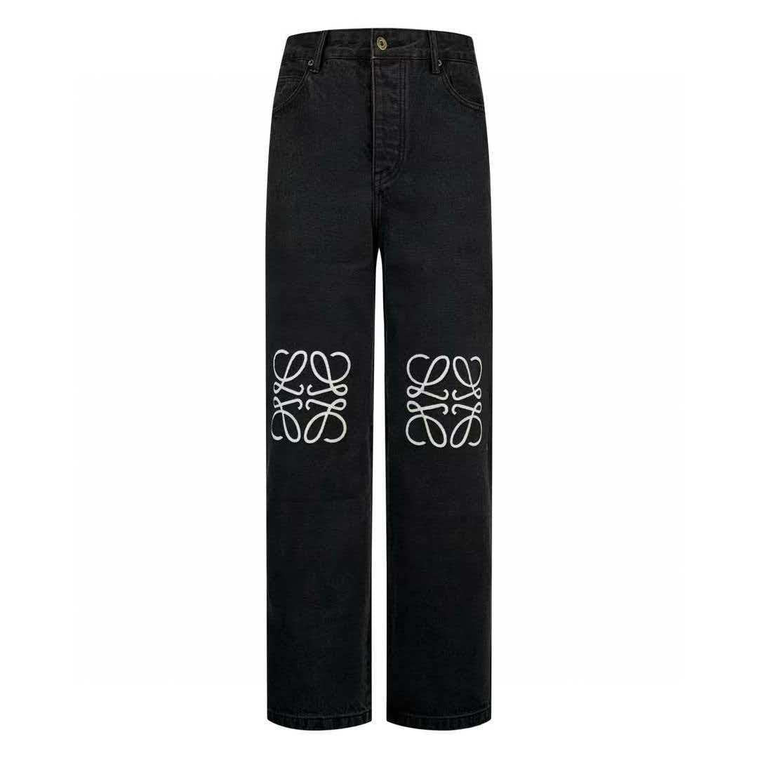 Loewe Anagram Baggy Jeans Black Cotton