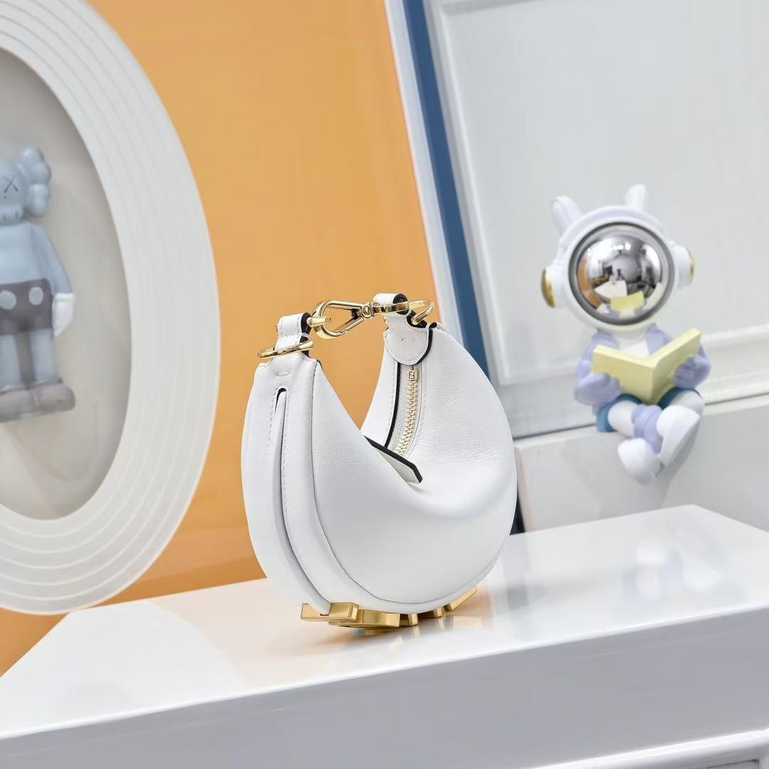 Fendi 2026 Fendigraphy Bag White Calfskin With Gold-tone Metal