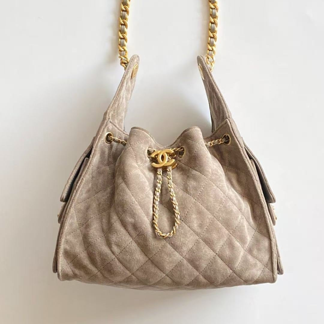 Chanel 2026 Hobo Bag 30cm Beige Suede
