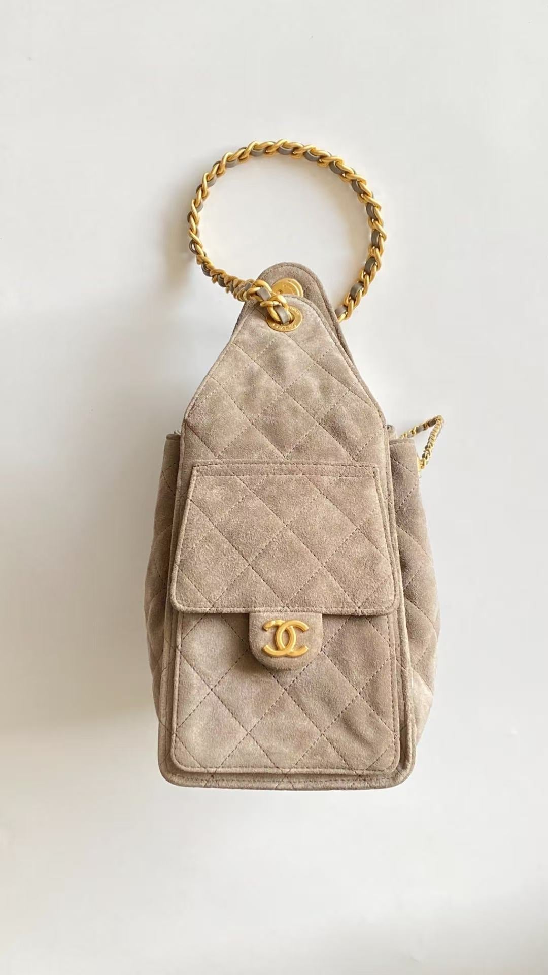Chanel 2026 Hobo Bag 30cm Beige Suede