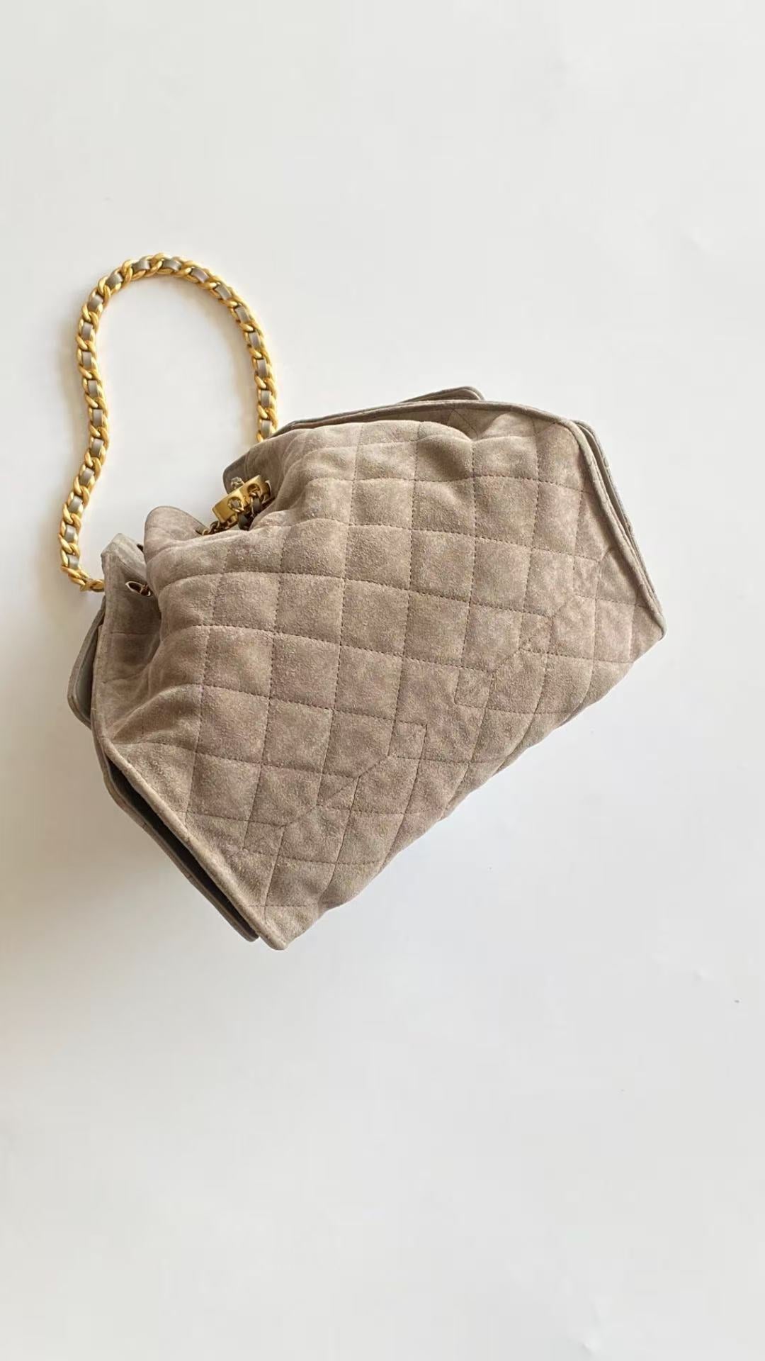 Chanel 2026 Hobo Bag 30cm Beige Suede