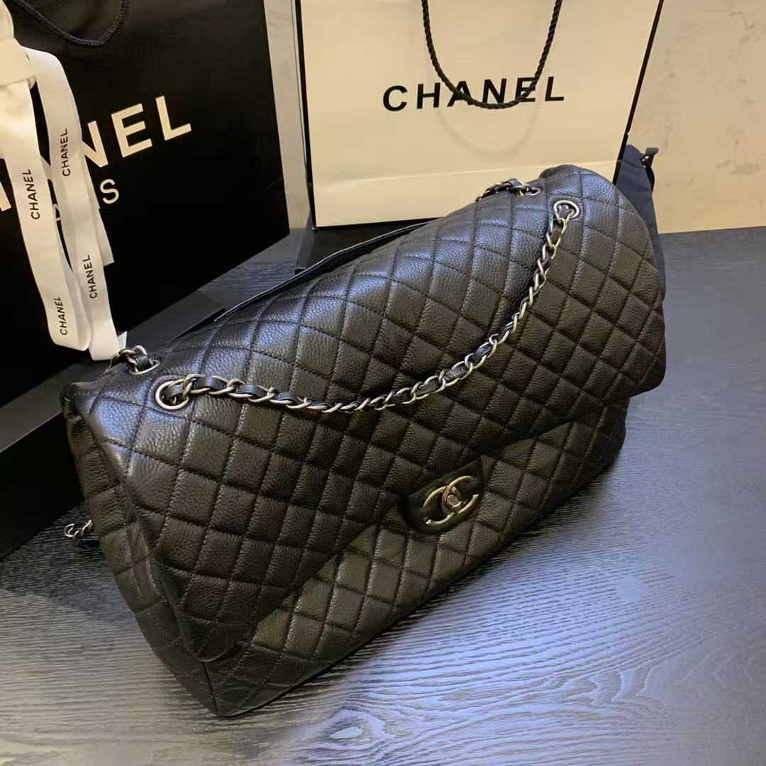 Chanel 2026 Classic Flap Bag 46cm Black Caviar Leather