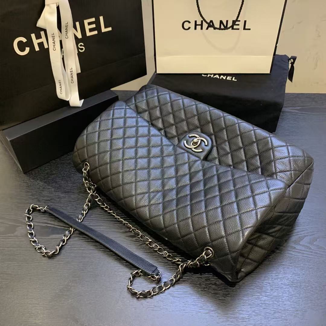 Chanel 2026 Classic Flap Bag 46cm Black Caviar Leather