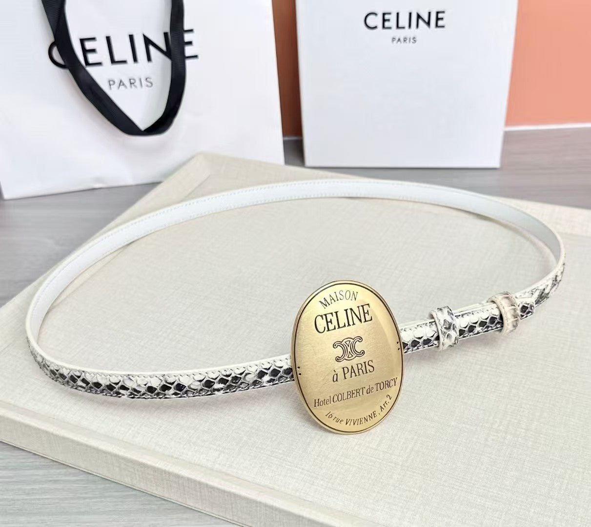 Celine Paris Belt 23mm With Signature Round Buckle