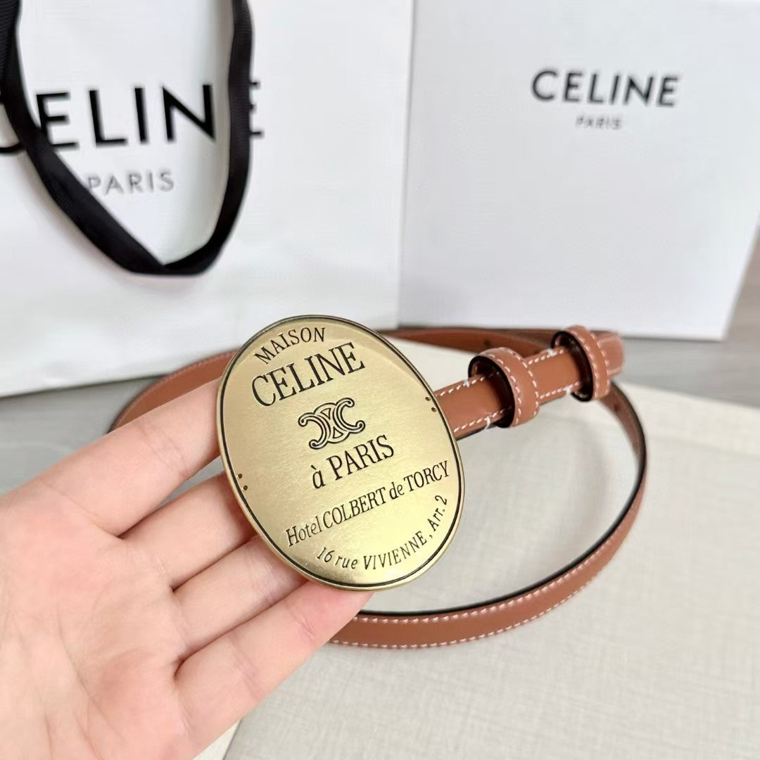 Celine Paris Belt 23mm With Signature Round Buckle