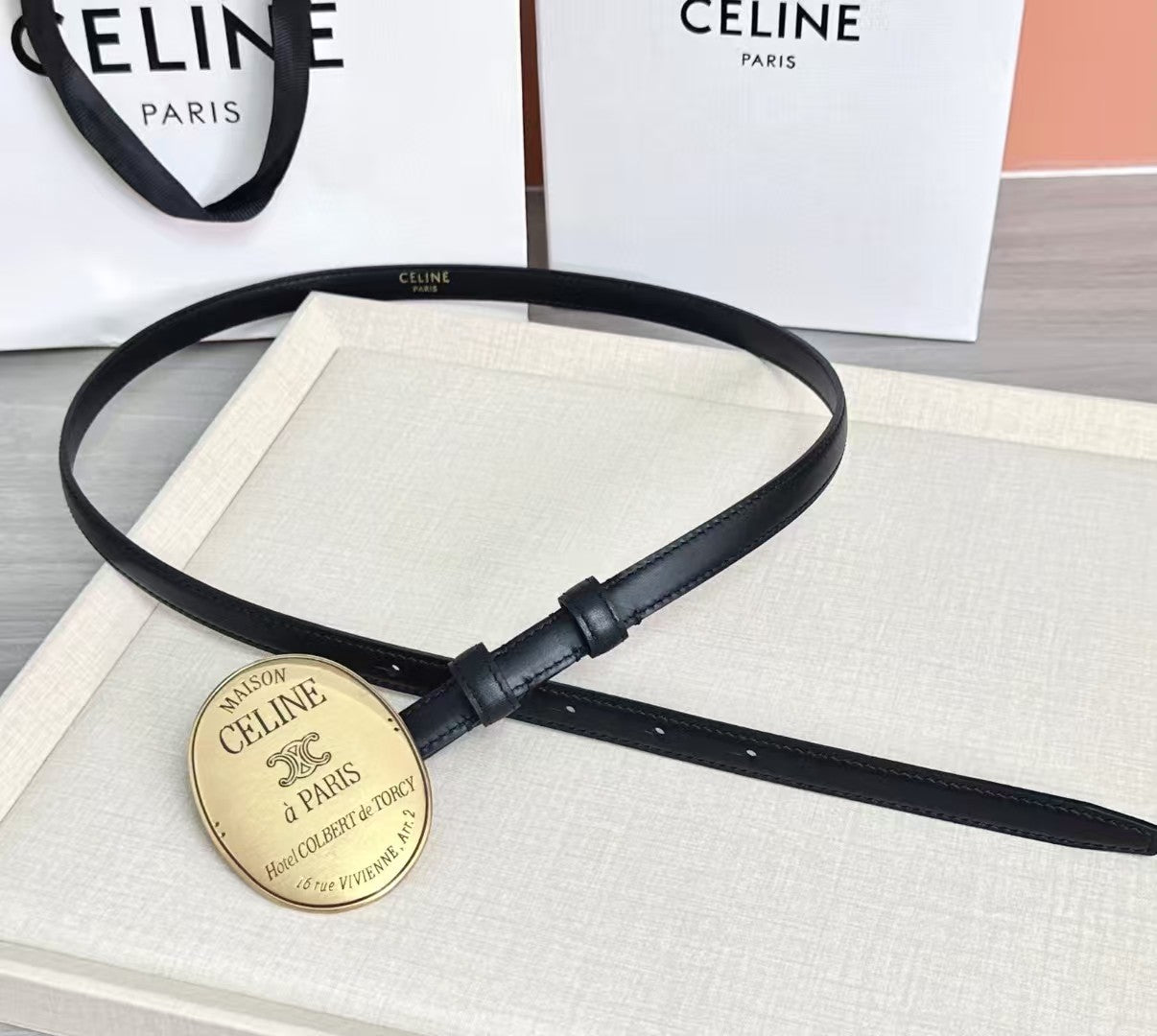 Celine Paris Belt 23mm With Signature Round Buckle