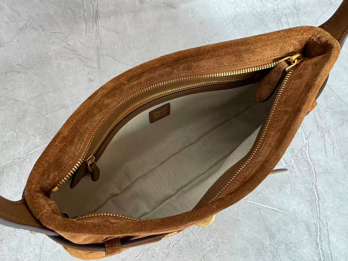 Miu Miu 2026 Aventure Bag 33cm Brown Suede Leather
