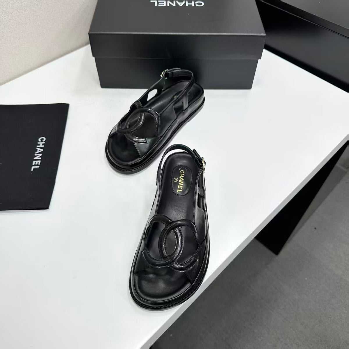 Chanel 2026 Double C Sandal Suede Lambskin