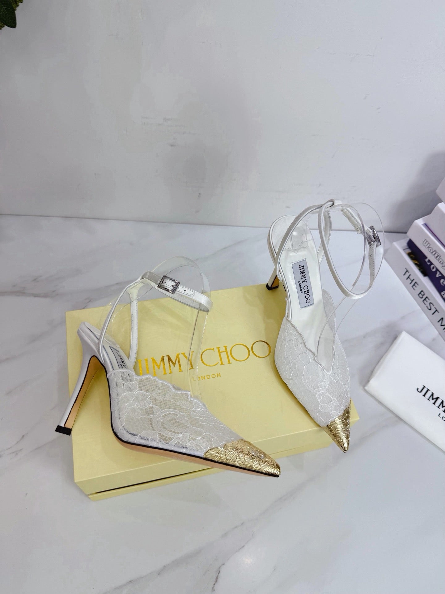 Jimmy Choo 2026 Faiz 100 Pump Gold Toe Lace Leather