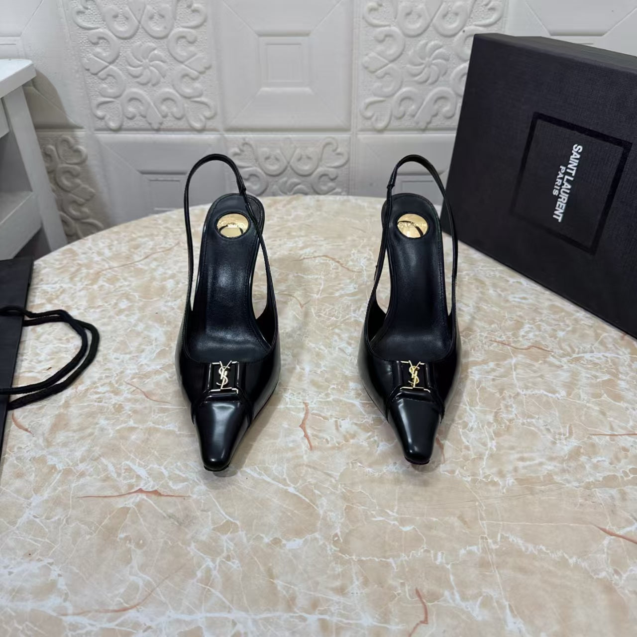 Saint Laurent 2026 Babylone Slingback 90mm Sheepskin