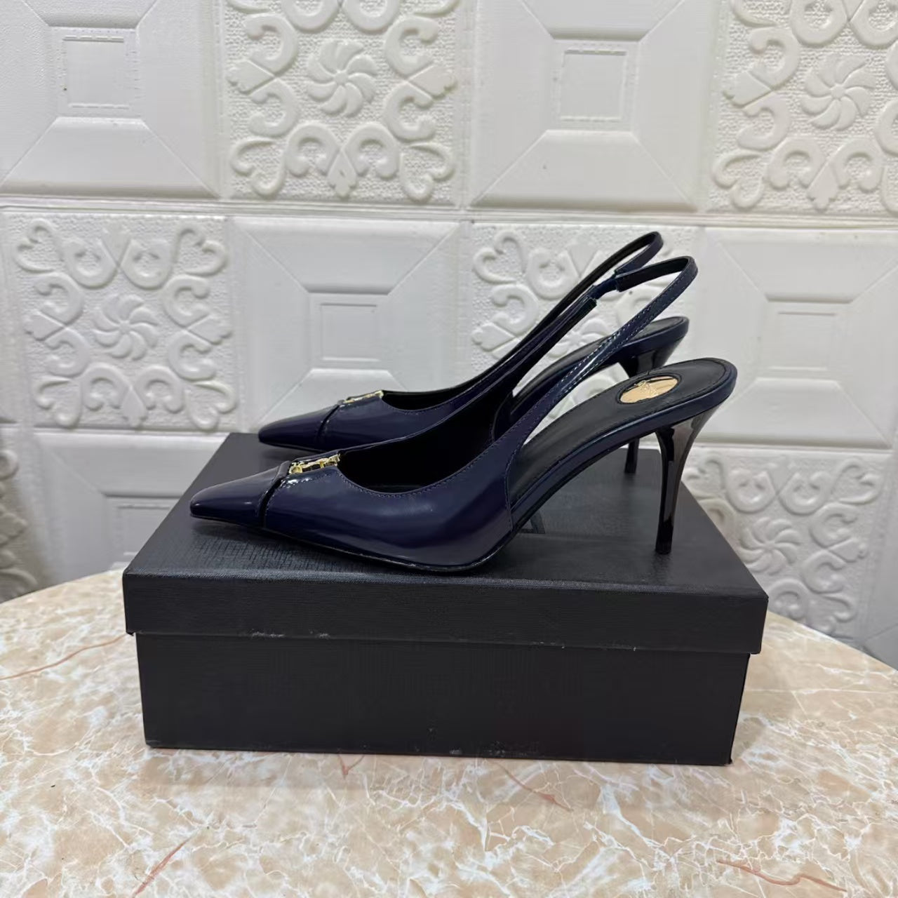 Saint Laurent 2026 Babylone Slingback 90mm Sheepskin