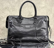 Balenciaga 2026 Le City Large Bag 46cm Black Crinkled Leather