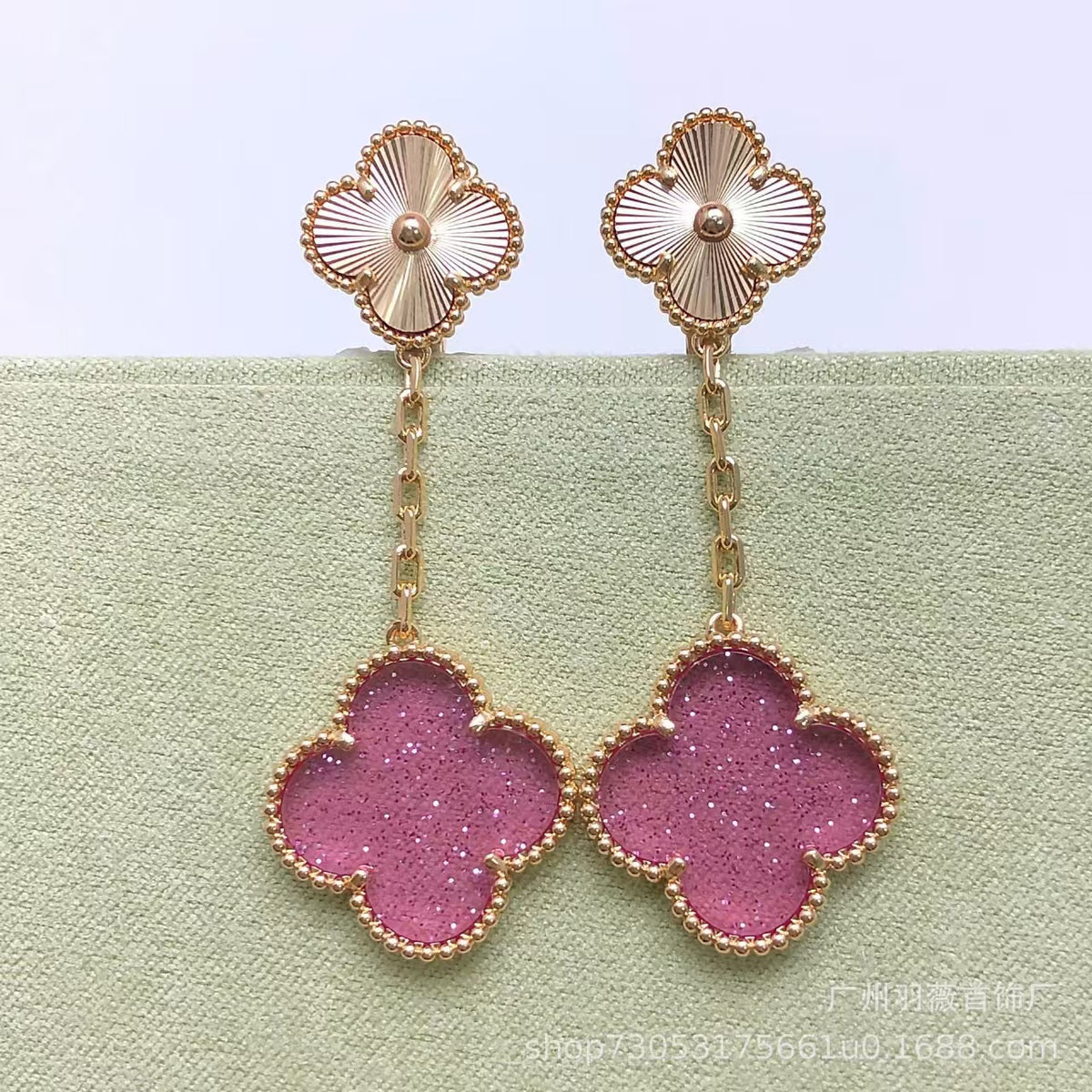 Van Cleef & Arpels Magic Alhambra Earrings With Pink Enamel