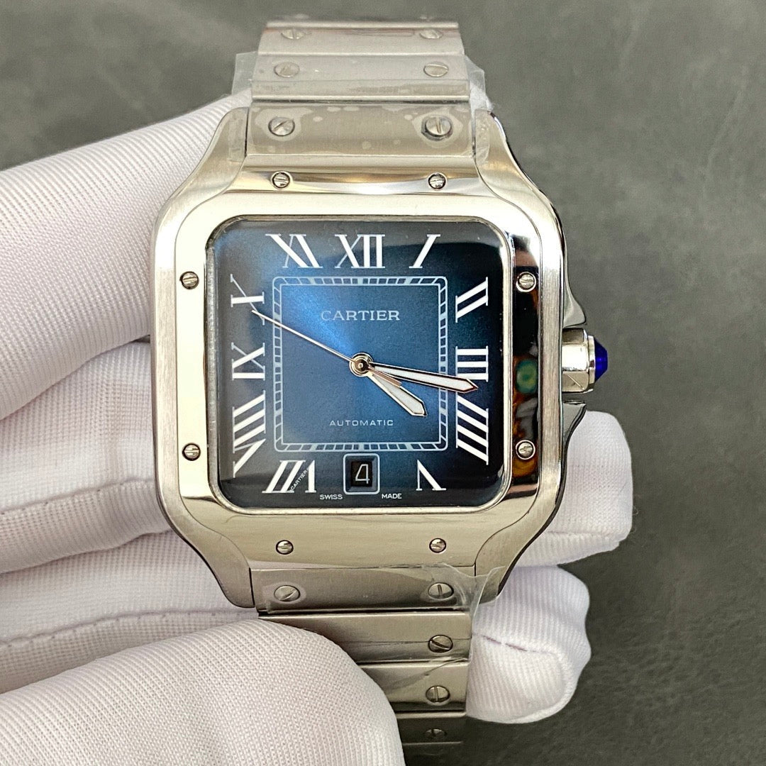 SANTOS DE CARTIE LARGE STEEL CASE BLUE DIAL