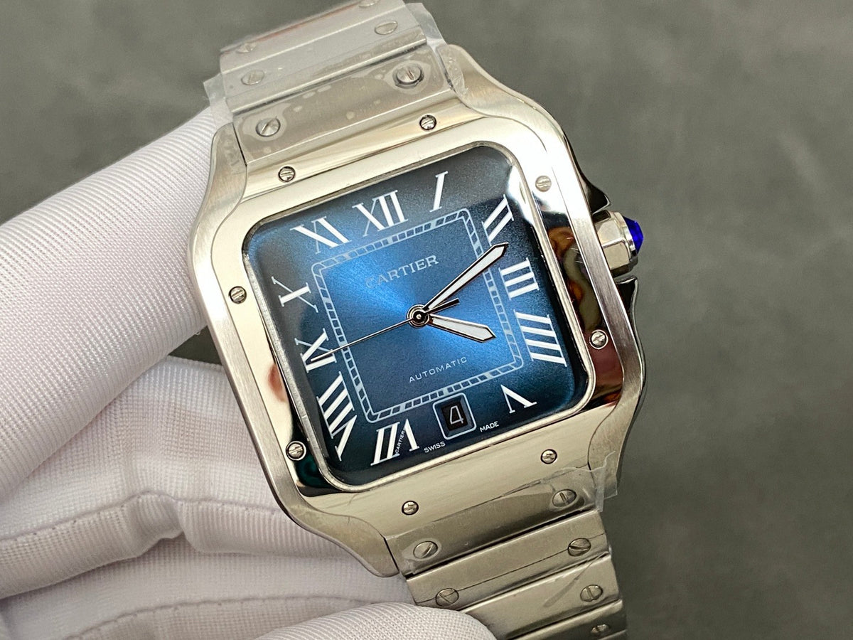 SANTOS DE CARTIE LARGE STEEL CASE BLUE DIAL