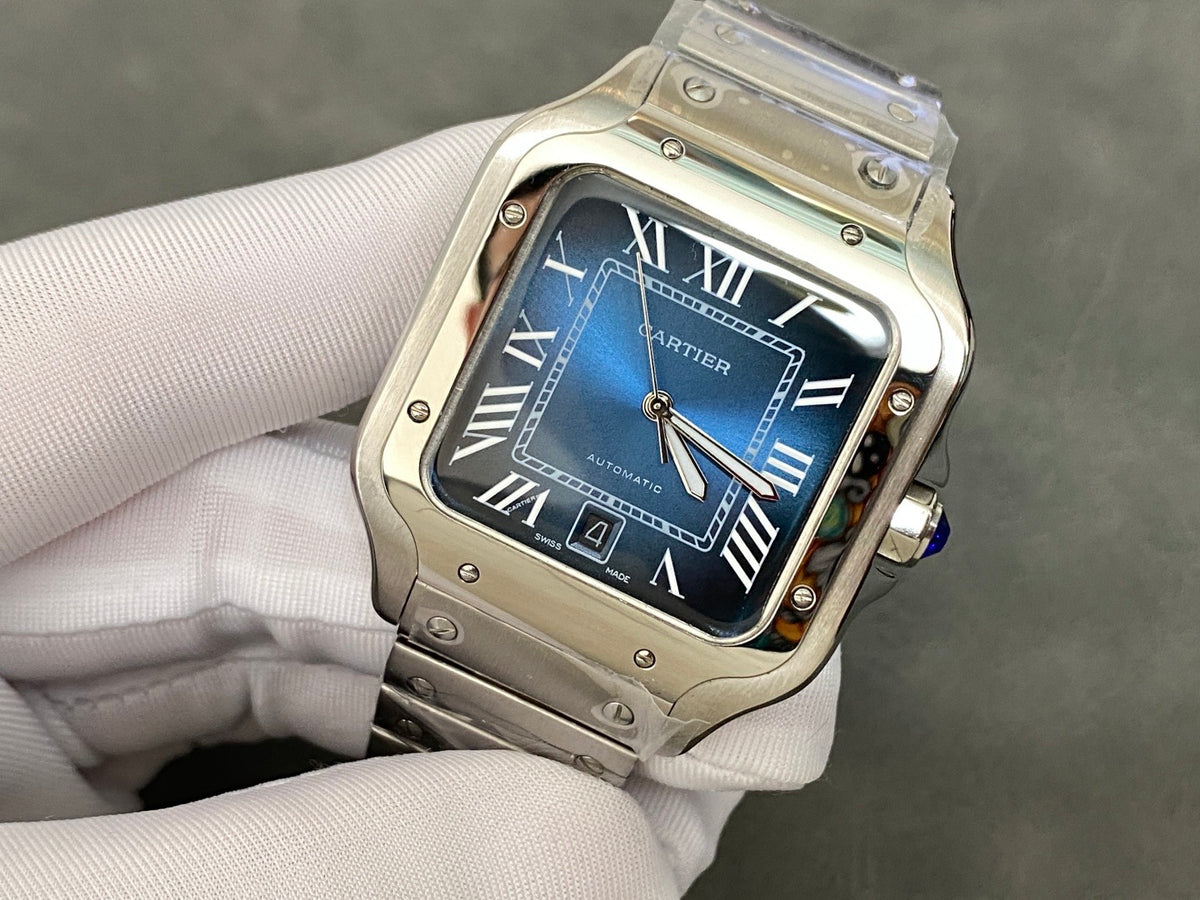 SANTOS DE CARTIE LARGE STEEL CASE BLUE DIAL