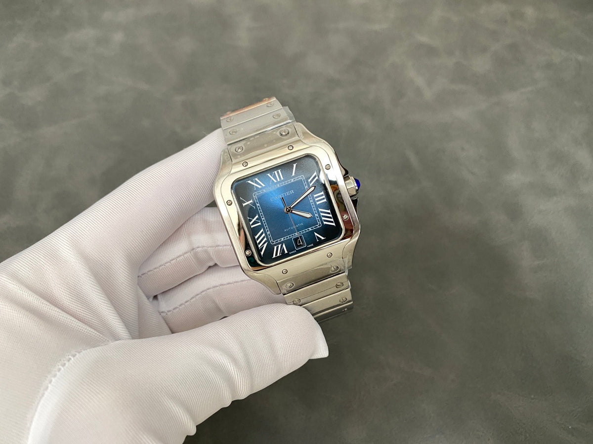 SANTOS DE CARTIE LARGE STEEL CASE BLUE DIAL