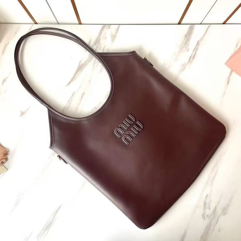 Miumiu 2026 Ivy 40 Tote Bag Dark Brown Leather
