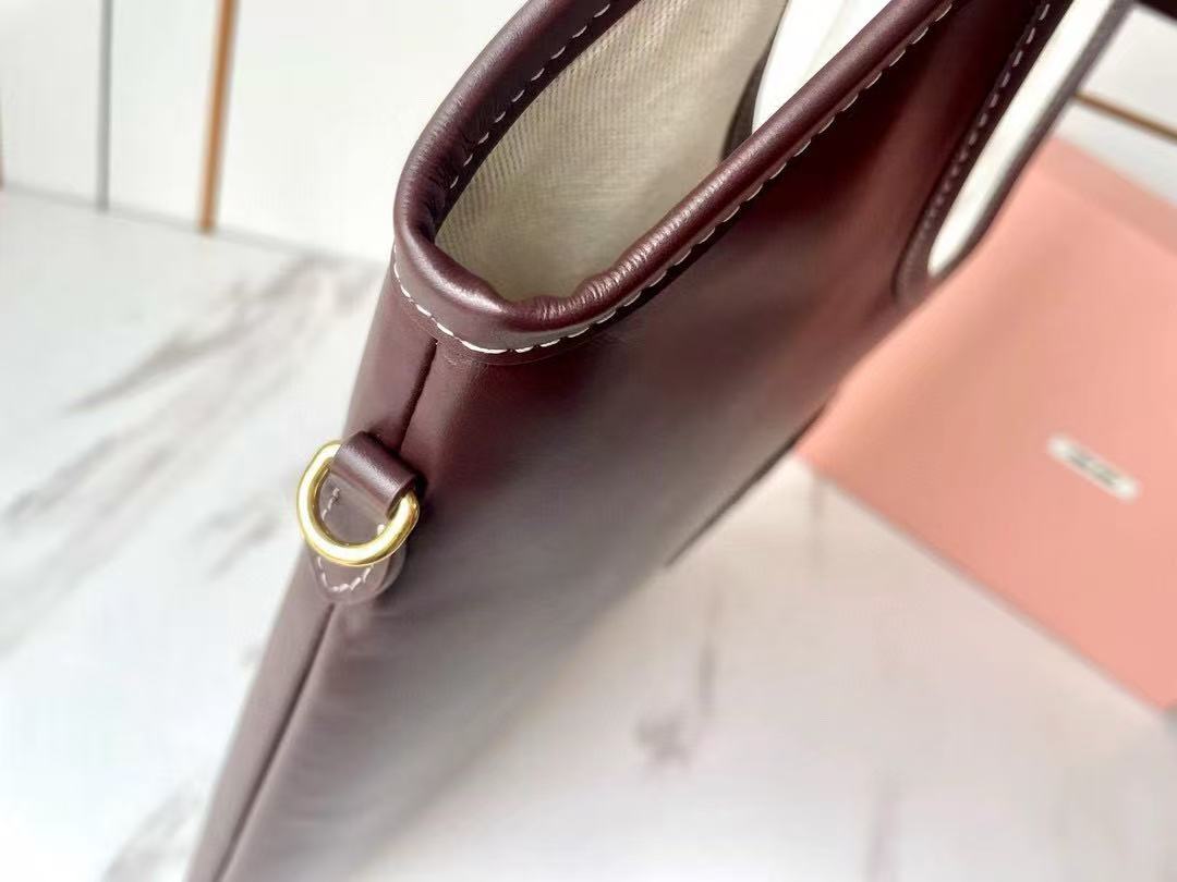 Miumiu 2026 Ivy 40 Tote Bag Dark Brown Leather