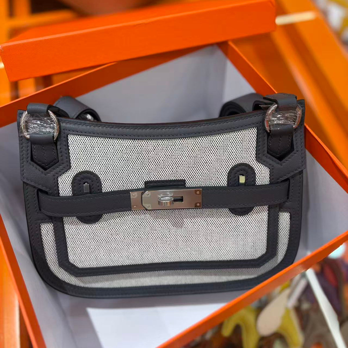 Hermes 2026 Toile Mini Jypsiere Bag 23cm Leather Canvas