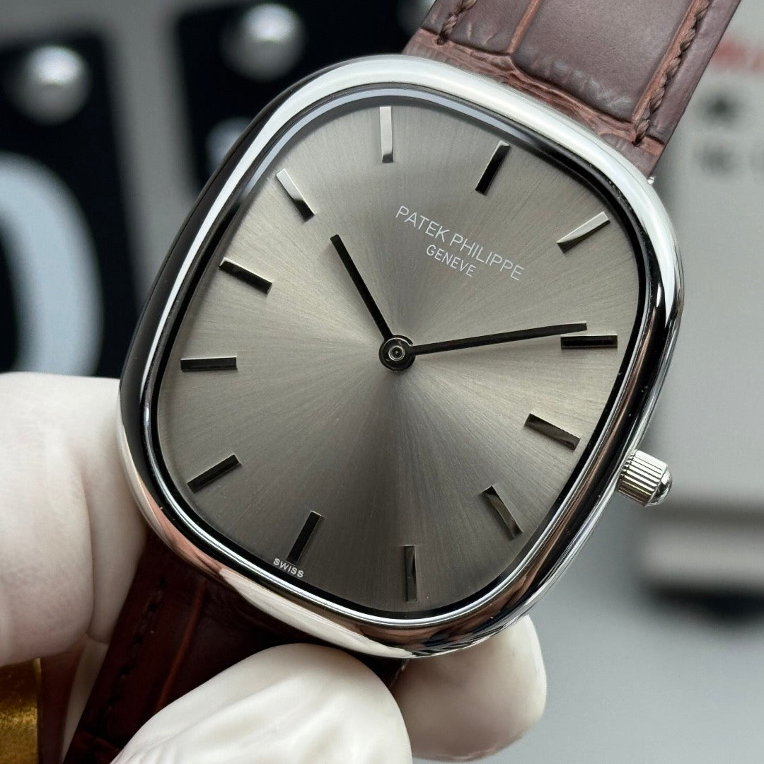 Patek Philippe Golden Ellipse 35mm Silver Dial Leather Strap