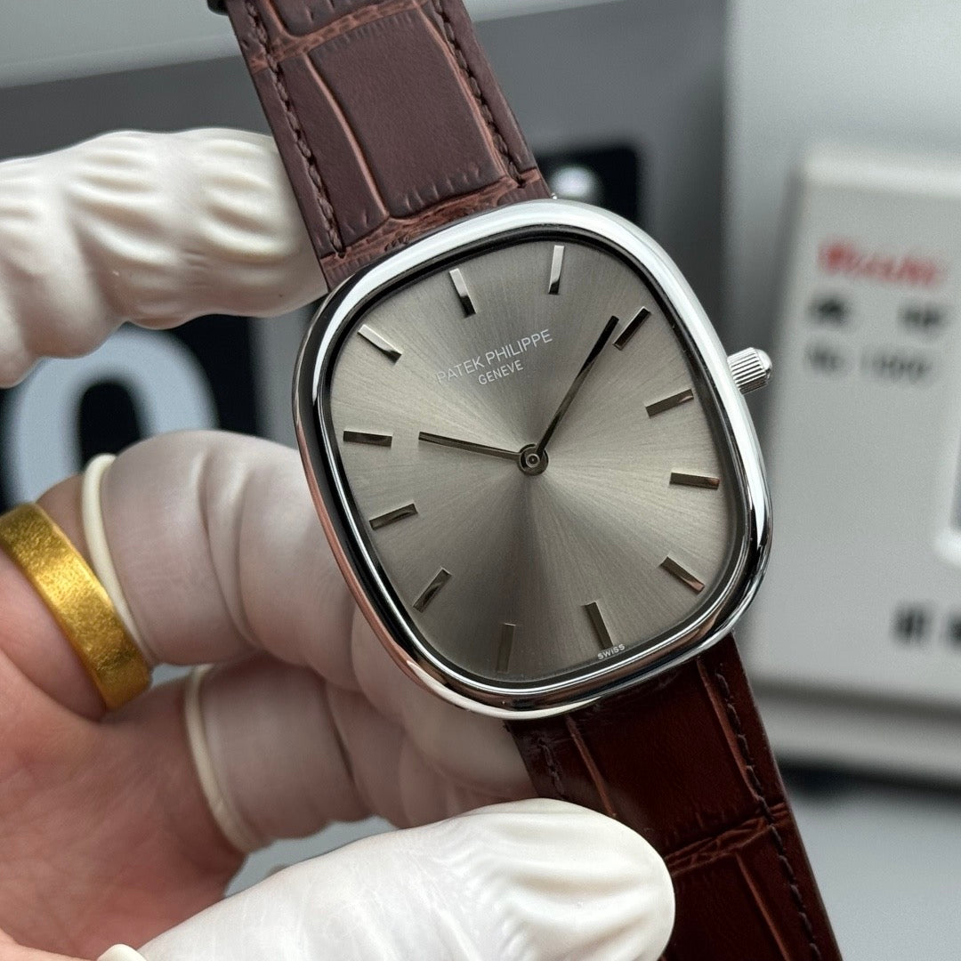 Patek Philippe Golden Ellipse 35mm Silver Dial Leather Strap