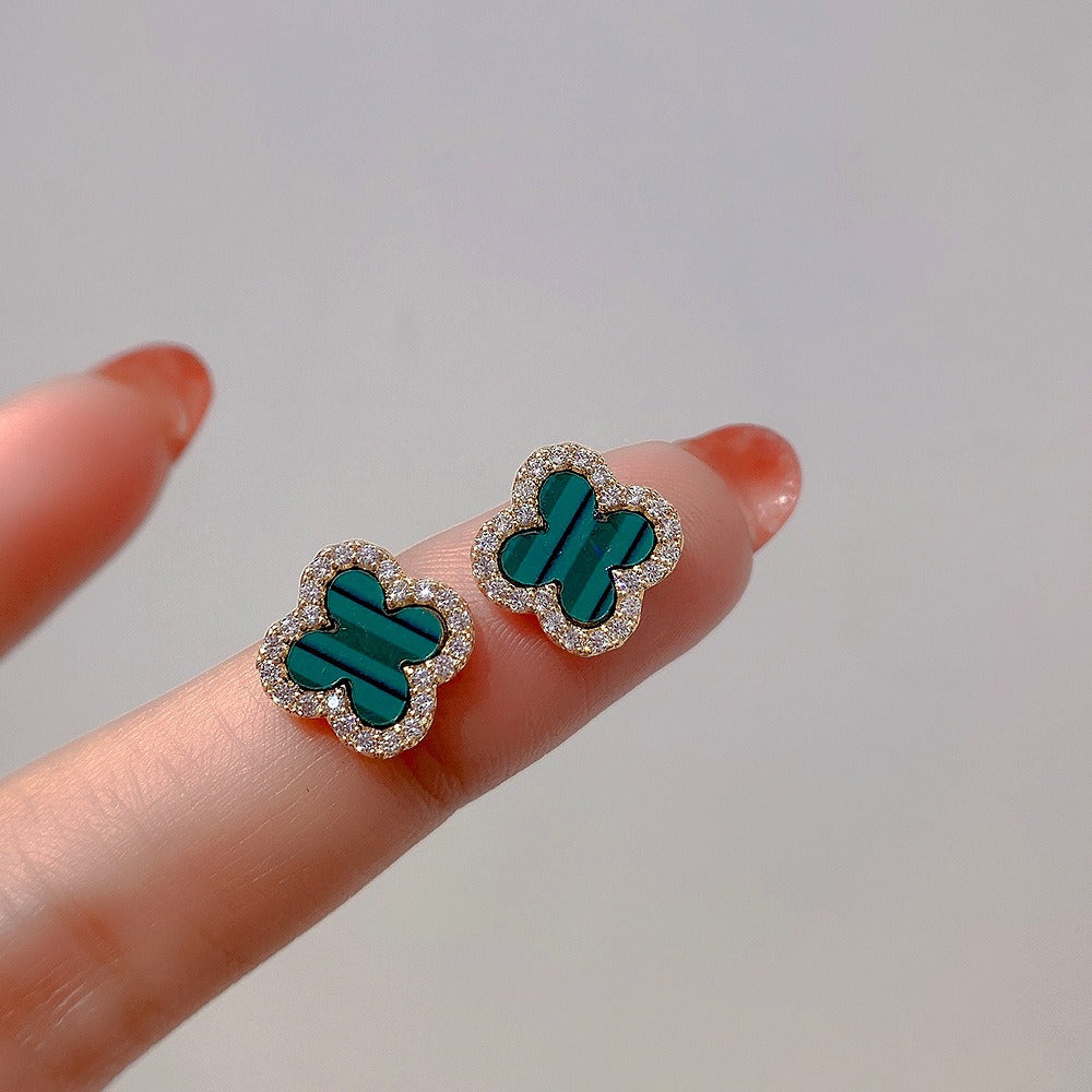CLOVER DIAMOND PINK GOLD STUD EARRINGS #MEW19059