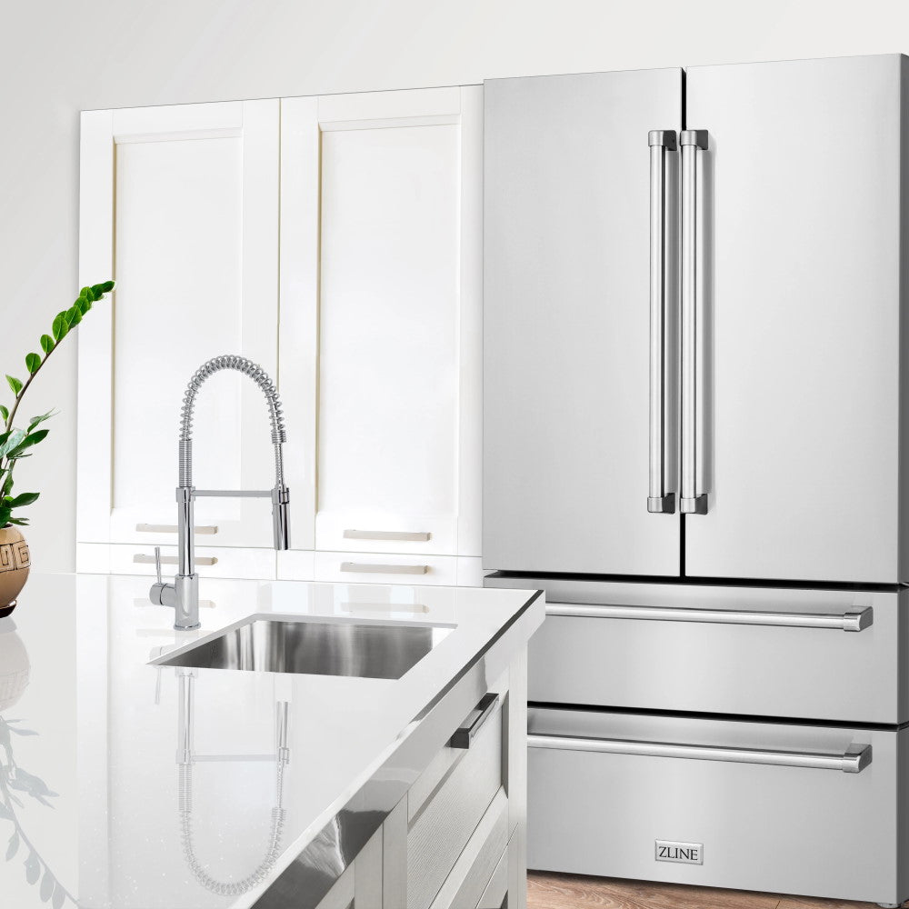 ZLINE 36" 22.5 cu. ft Freestanding French Door Refrigerator with Ice Maker in Fingerprint Resistant Stainless Steel (RFM-36)