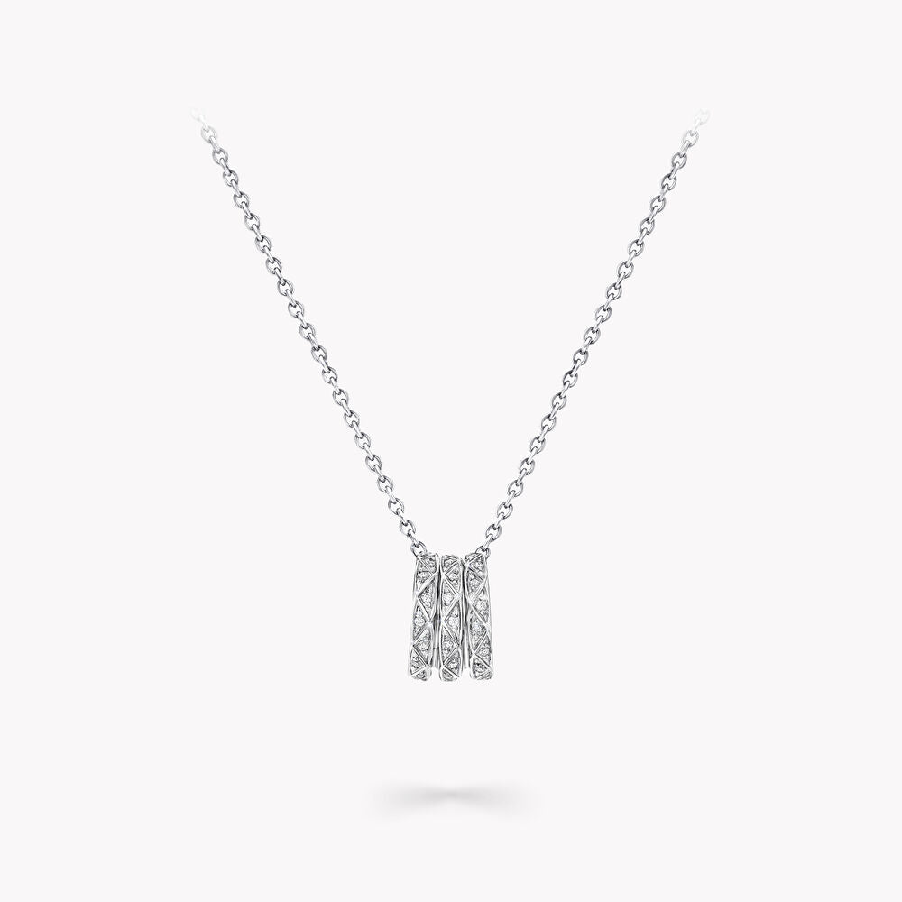 LAURENCE SIGNATURE TRIPLE PAVED SILVER DIAMOND NECKLACE