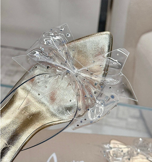 Cl Aqua Strass 80mm Mules Pvc Iridescent Nappa Leather And Strass Gold