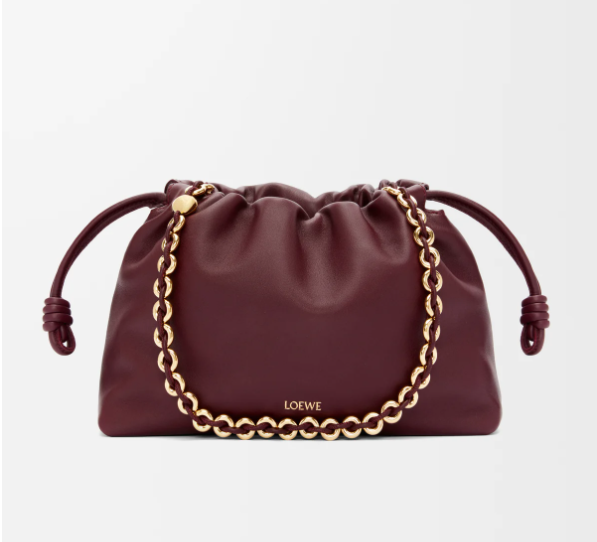 Loew Medium Flamenco Bag 30cm Dark Burgundy Lambskin