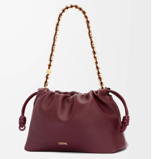 Loew Medium Flamenco Bag 30cm Dark Burgundy Lambskin