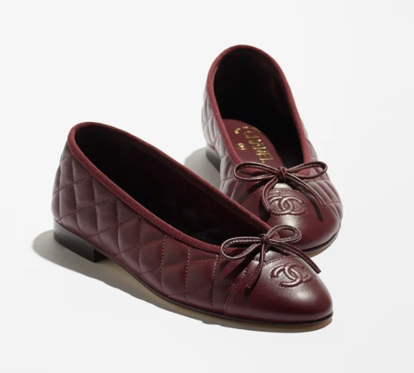 Chanel 2026 Ballet Flat Dark Burgundy Lambskin