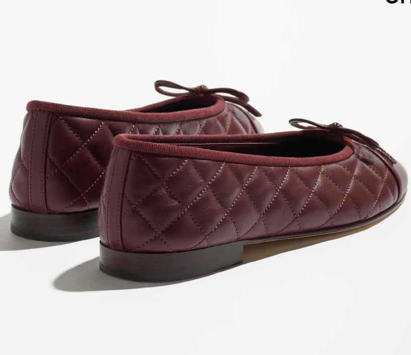 Chanel 2026 Ballet Flat Dark Burgundy Lambskin