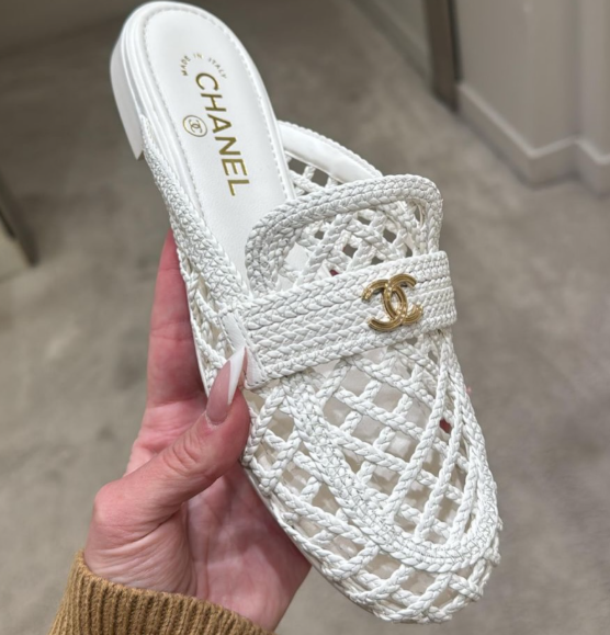 Chanel 2026 Woven Mule Black and White Sheepskin