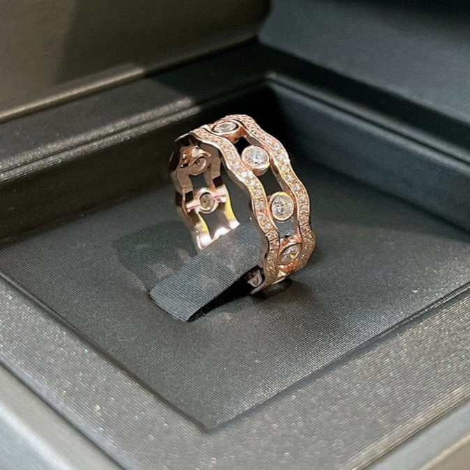 MESSIK PINK GOLD DIAMOND RING DOUBLE ROWS