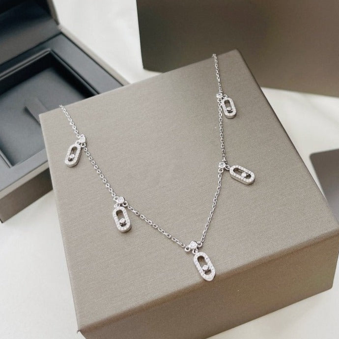 CHOKER MOVE UNO PAMPILLE PAVED SILVER DIAMOND NECKLACE