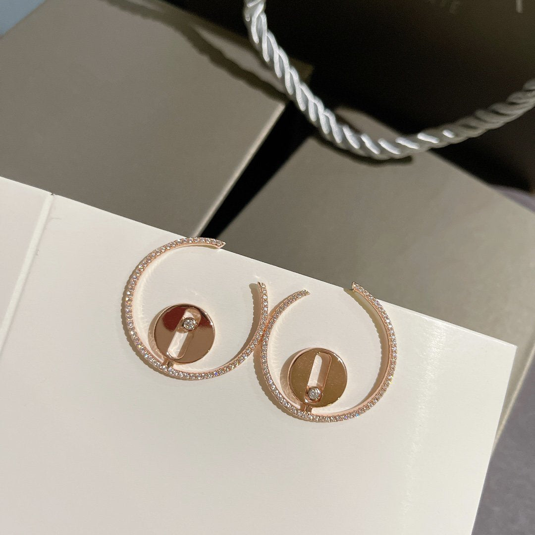 CREOLES LUCKY MOVE PM PINK GOLD DIAMOND EARRINGS