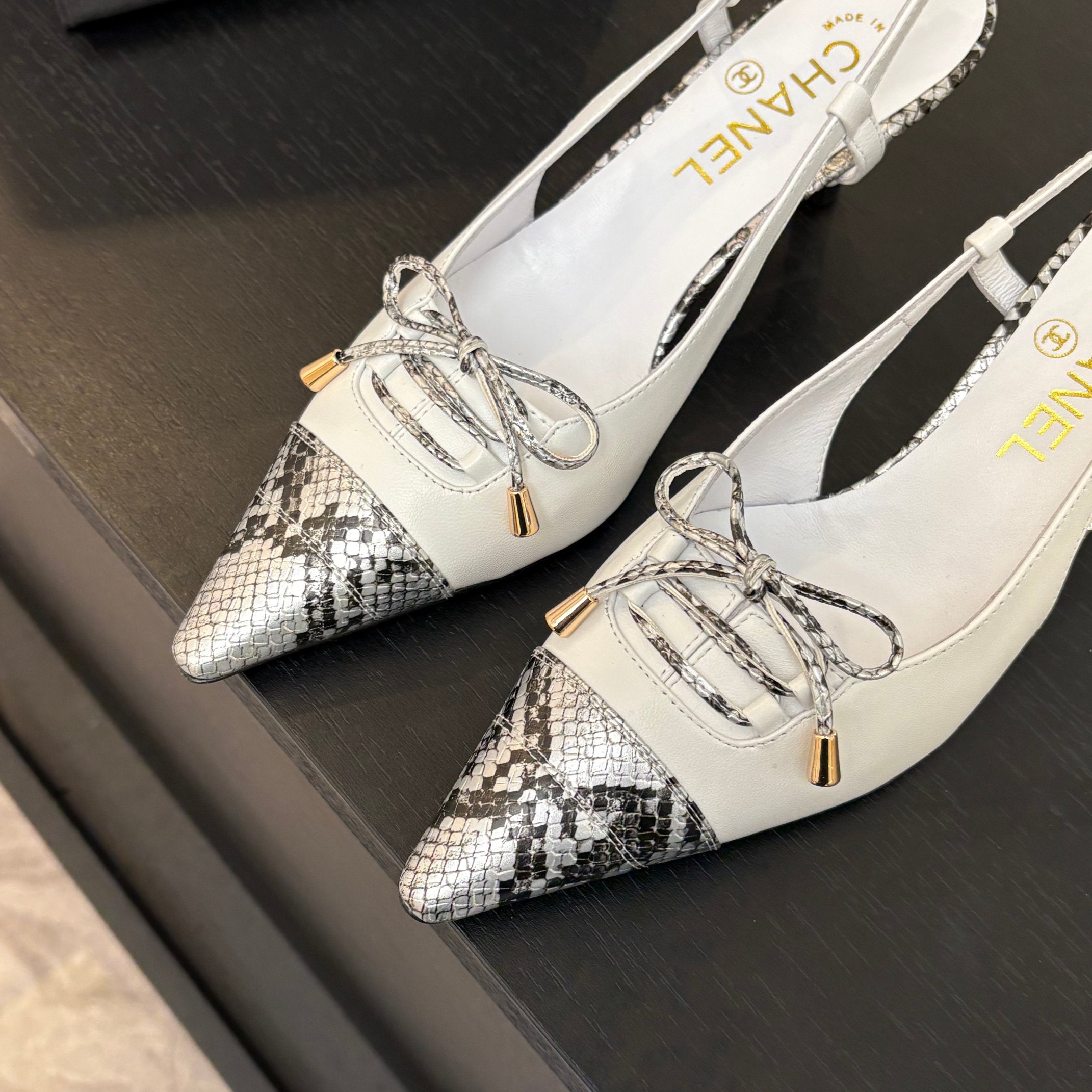 CC 2026 High Heeled Slingback 65 Sheepskin Snake Leather