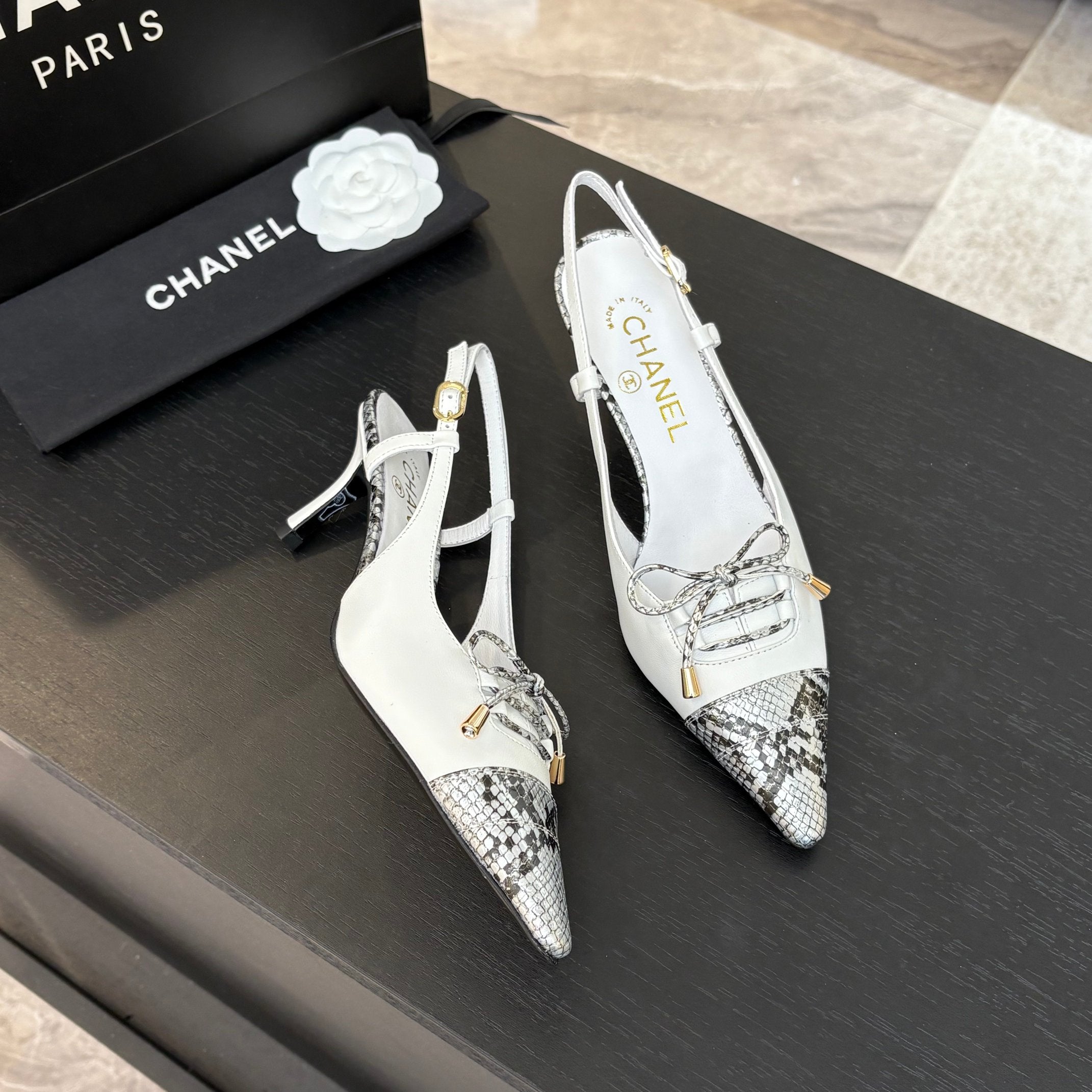 CC 2026 High Heeled Slingback 65 Sheepskin Snake Leather