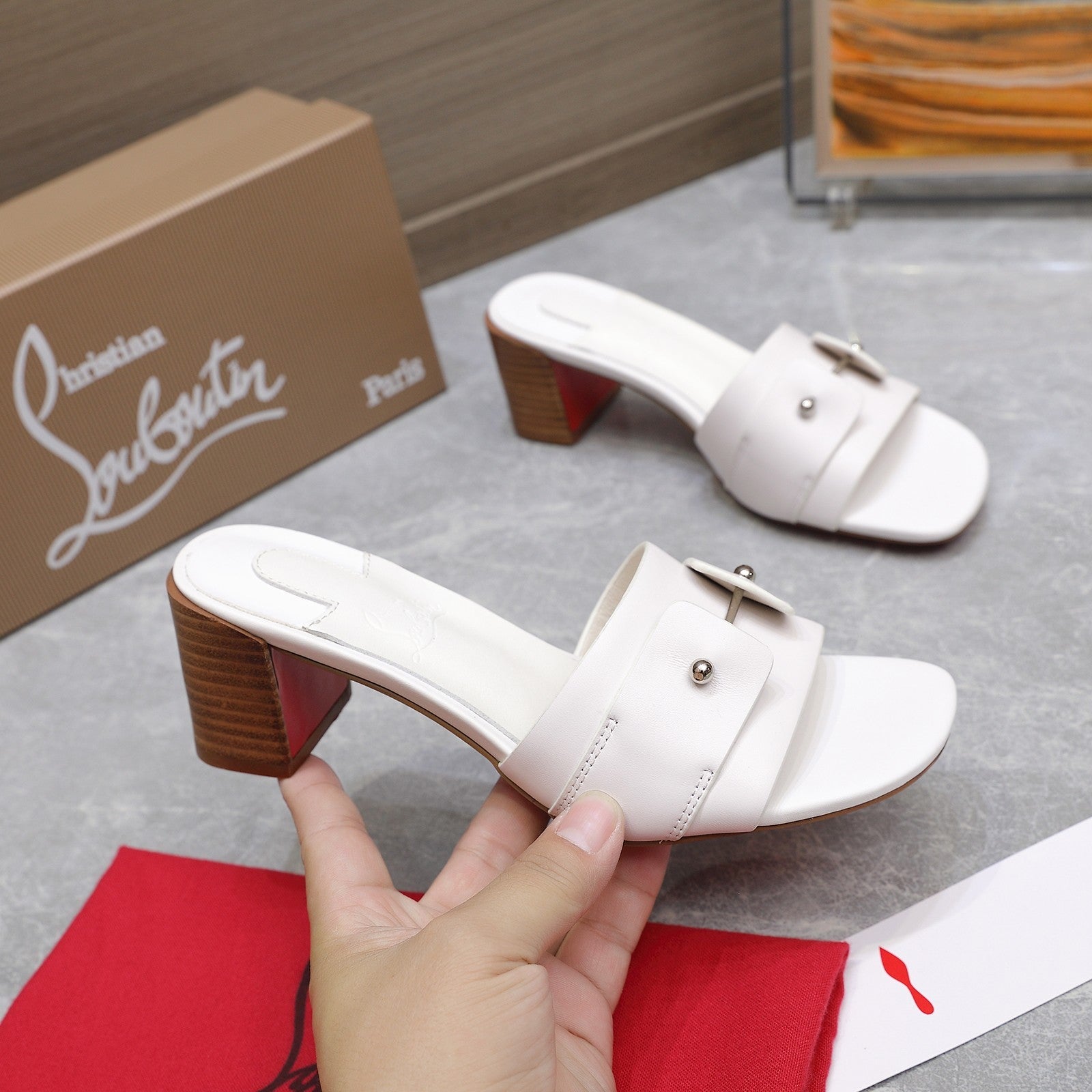 CL Mid Heel Mules Sheepskin 251553