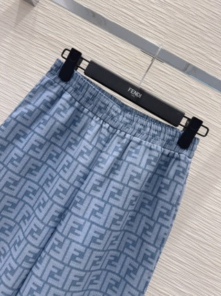 Fendi 25 Trouser Blue Brown Poliamide