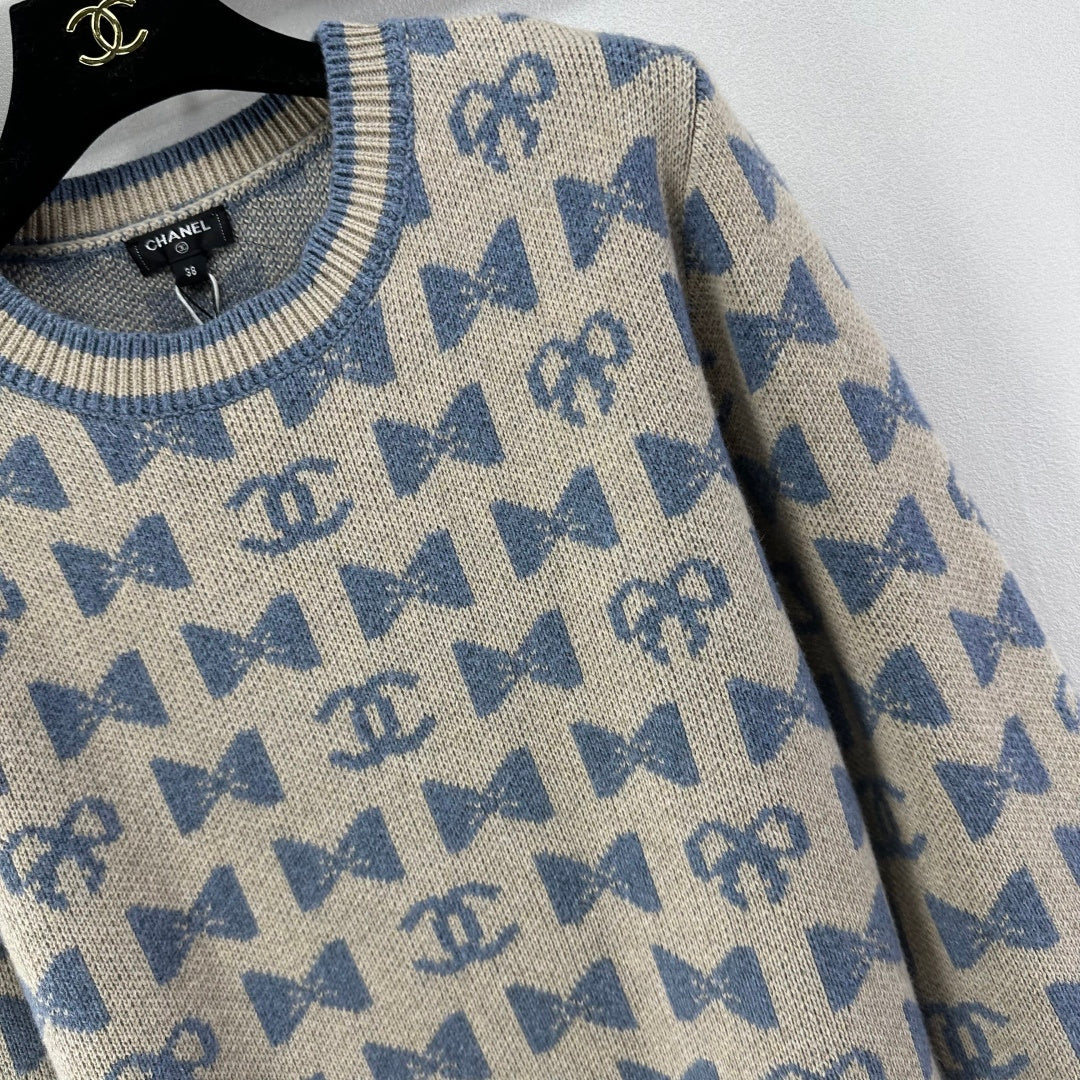Chanel 2025 Double-C bow Knit Sweater Cashmere 329230